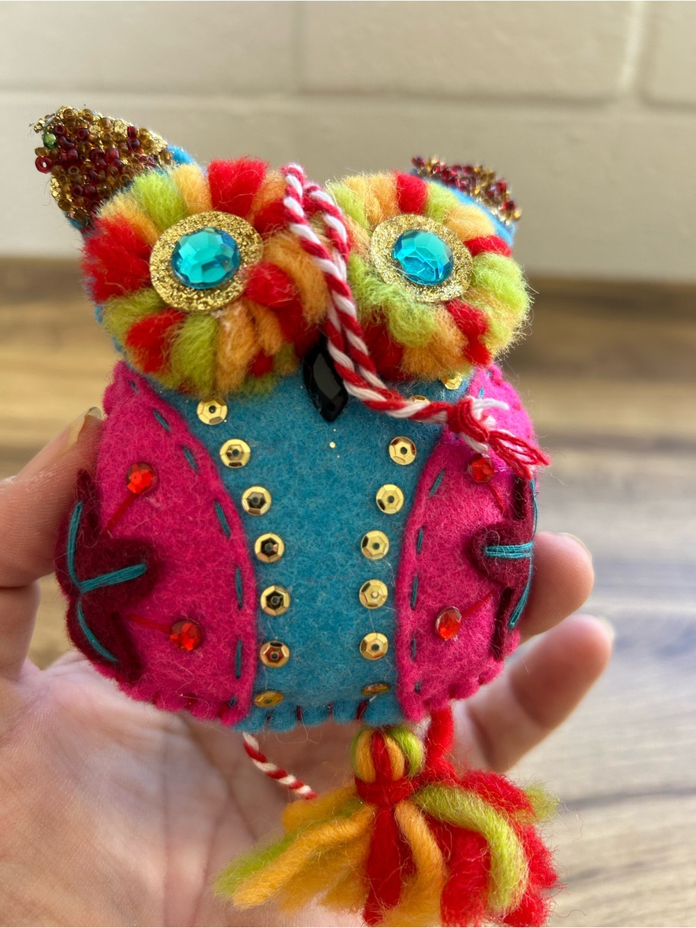 Handmade Multicolor Owl Plush Bag Charm - Kids Accessories